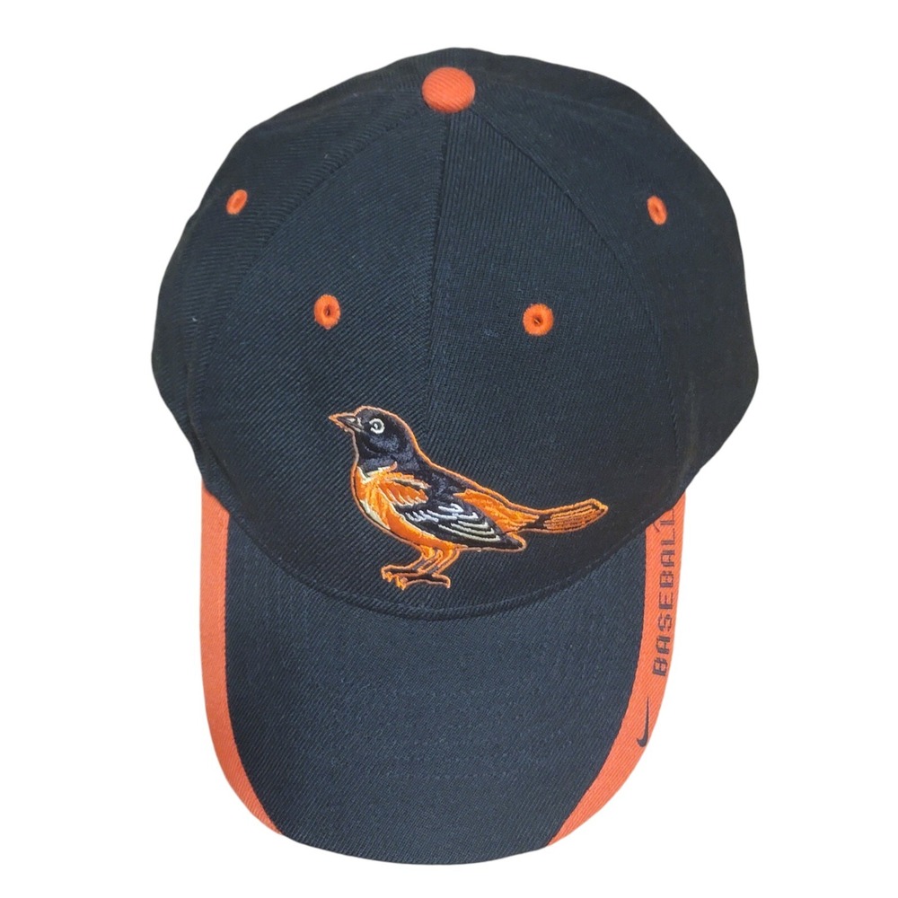 Vintage 90s Nike Baltimore Orioles Adjustable Baseball Cap Black Orange